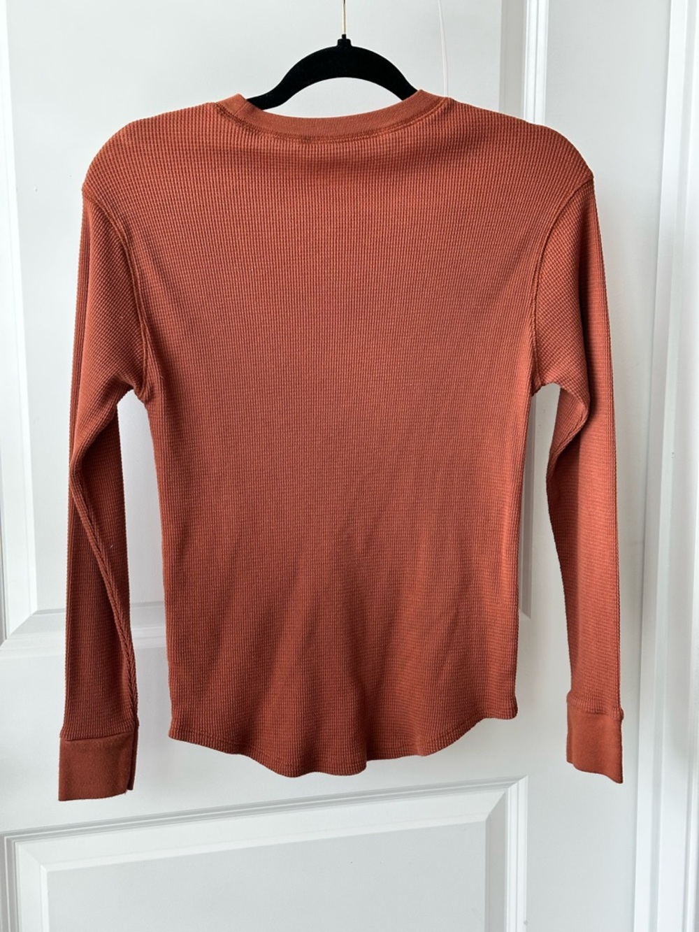 Time and Tru Women's Long-Sleeve Waffle Knit Top - Rust - Picture 2 of 4